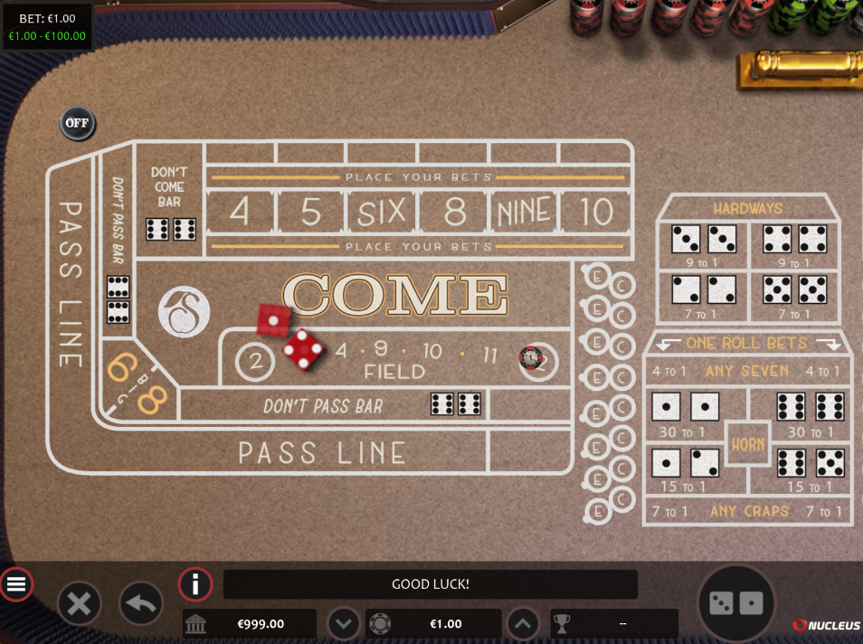 nucleus gaming craps review