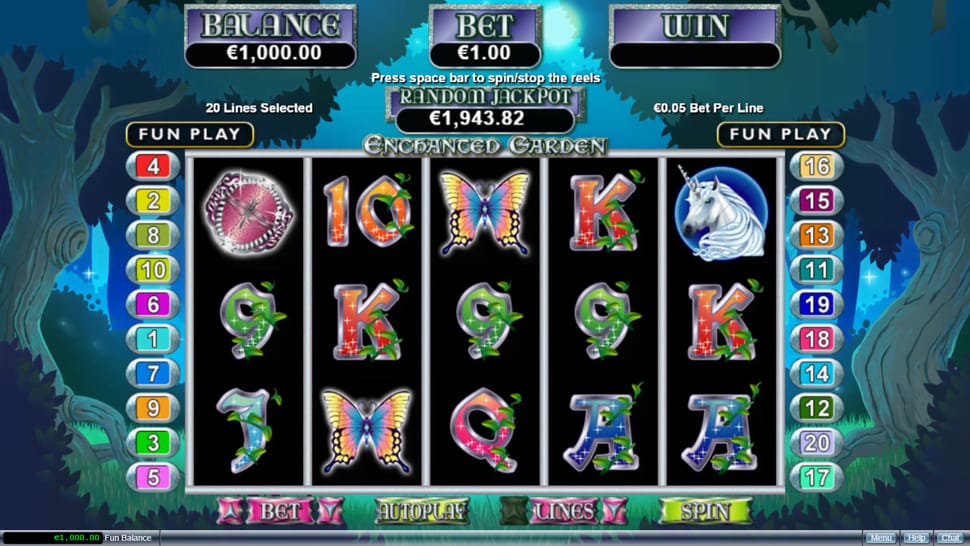 screenshot from the enchanted garden slot